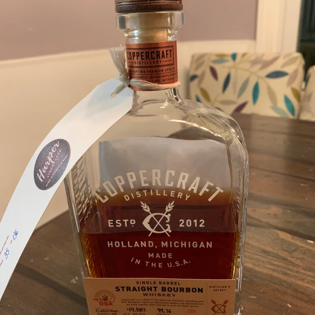 Coppercraft Single Barrel Straight Bourbon Harper Liquor Land Pick