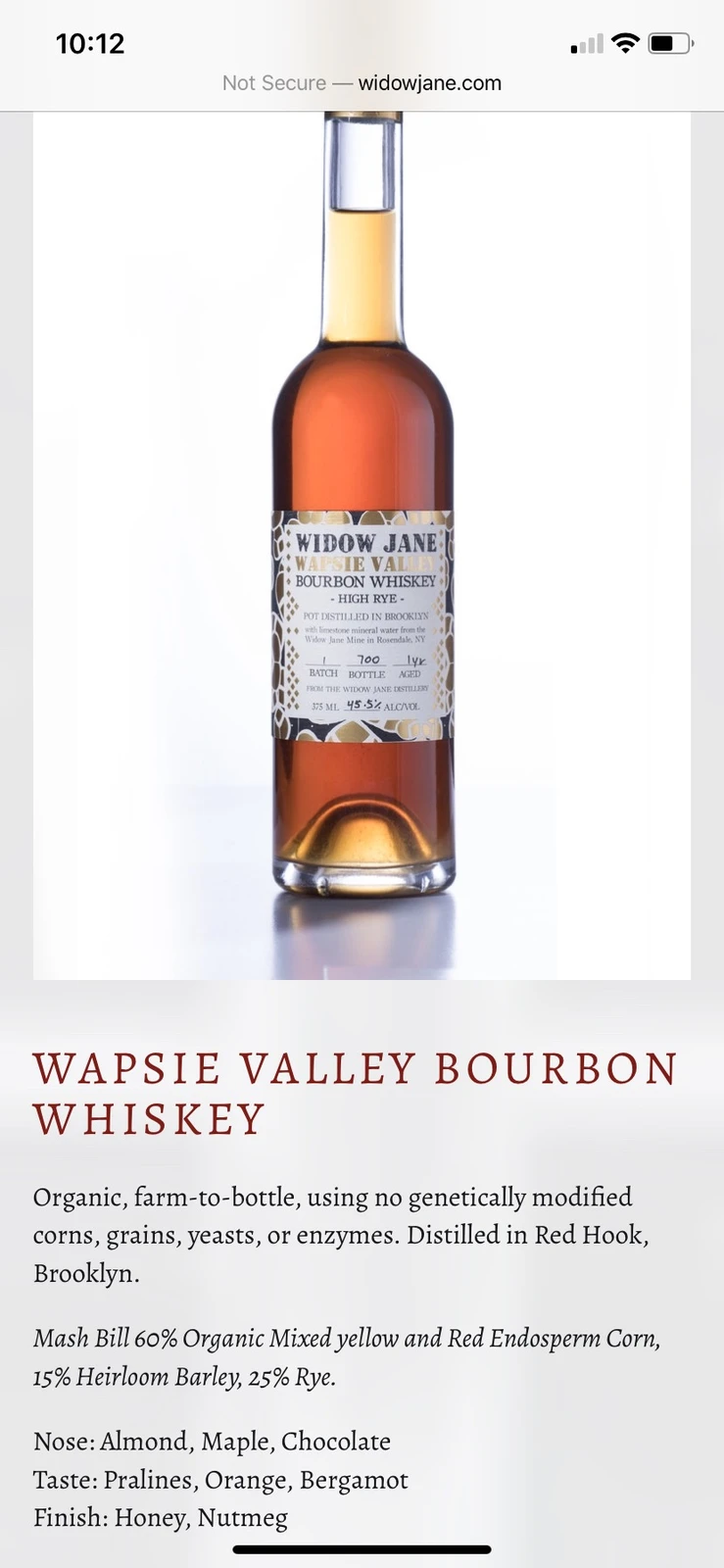Widow Jane Wapsie Valley Bourbon