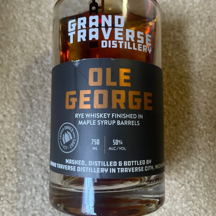 Grand Traverse Distillery Ole George Rye Whiskey finished in Maple Syrup Barrels