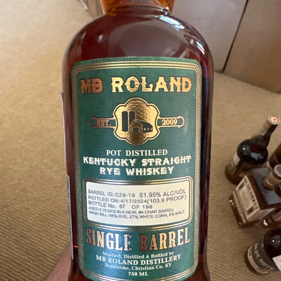 MB Roland Single Barrel Pot Distilled Kentucky Straight Rye Whiskey