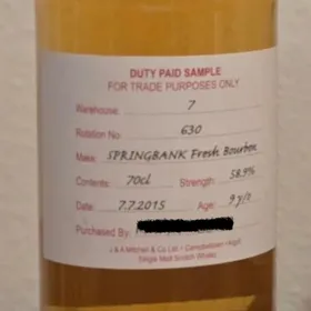 Springbank 2015 9 Year Fresh Bourbon