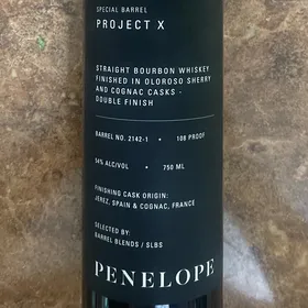 Penelope Project X Straight Bourbon Whiskey - Finished in Oloroso Sherry and Cognac Casks - Double Finish - Barrel Blends/SLBS