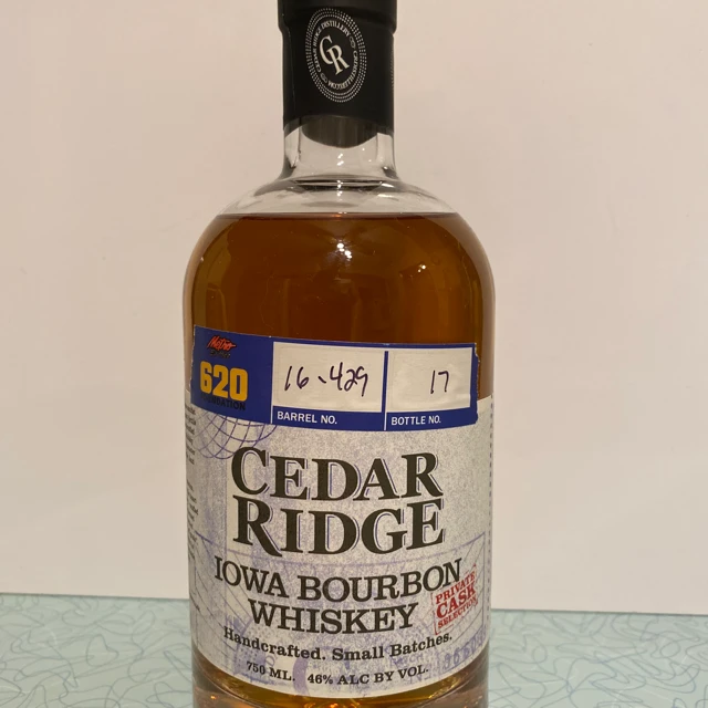 Cedar Ridge Iowa Bourbon Whiskey Private Cask