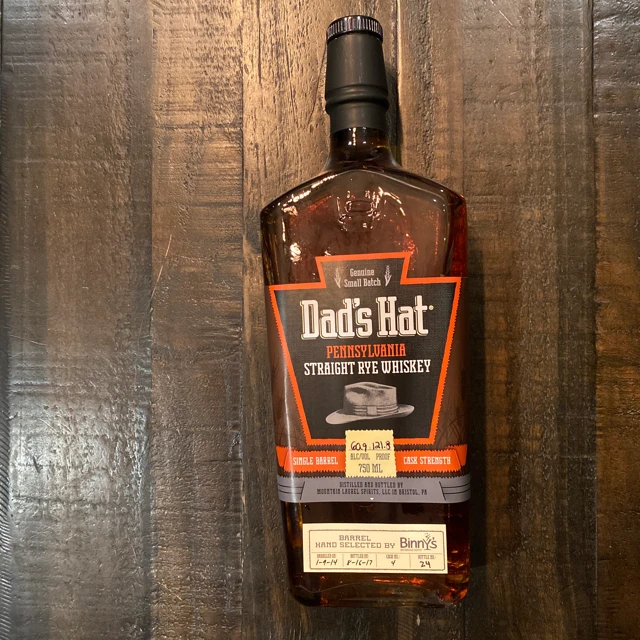 Dad's Hat Straight Rye Whiskey Single Barrel Binny's Store Pick