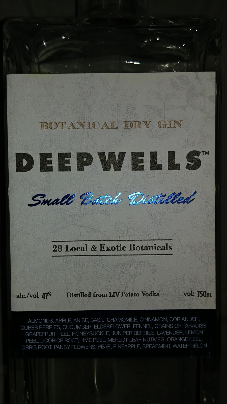 Deepwells Small Batch Distilled Botanical Gin