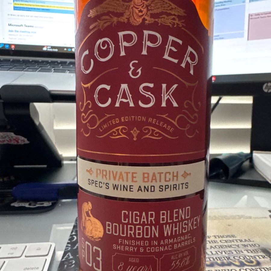 copper & cask - 
private batch specs – cigar blend bourbon, whiskey store pick 03