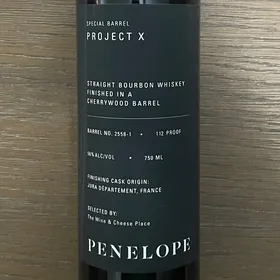 Penelope Project X Straight Bourbon Whiskey Finished In A Cherrywood Barrel - The Wine & Cheese Place