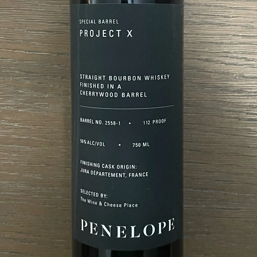 Penelope Project X Straight Bourbon Whiskey Finished In A Cherrywood Barrel - The Wine & Cheese Place