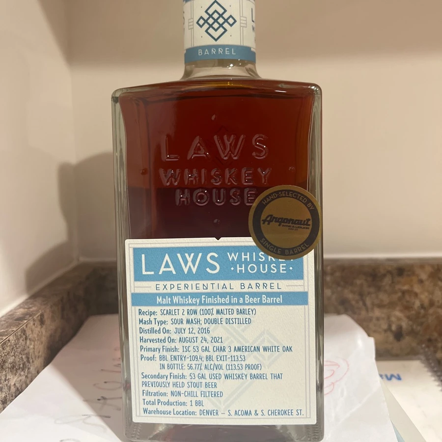Laws Malt Whiskey Finished in a Stout Beer Barrel (Experimental Barrel)