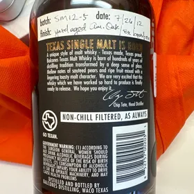 Balcones Texas Single Malt - SM12-5 - 7/26/12 - Chip Tate