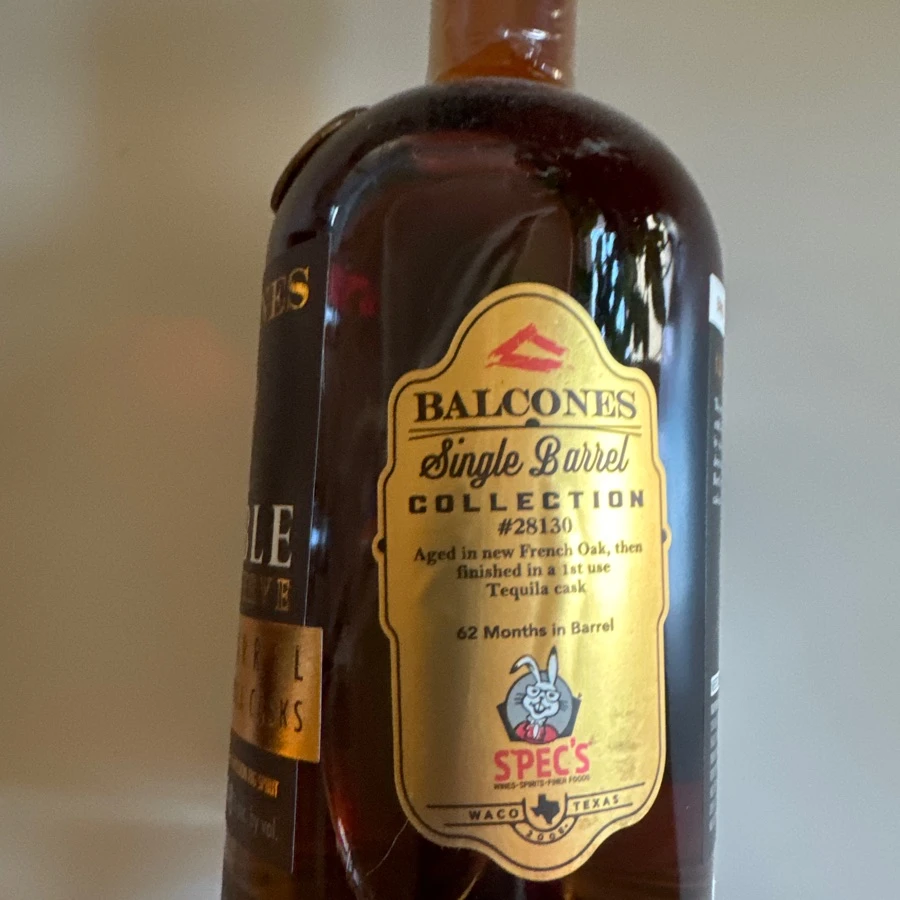Balcones Rumble Cask Reserve Single Barrel Spec's pick 28130