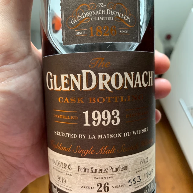 GlenDronach Cask bottling 1993 cask number 6602