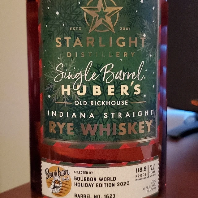 Starlight Single Barrel Old Rickhouse Rye (Bourbon World Holiday Edition 2020)