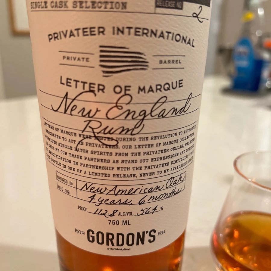 Privateer International New England Rum Single Cask Selection Release #2 Gordons Barrel Pick