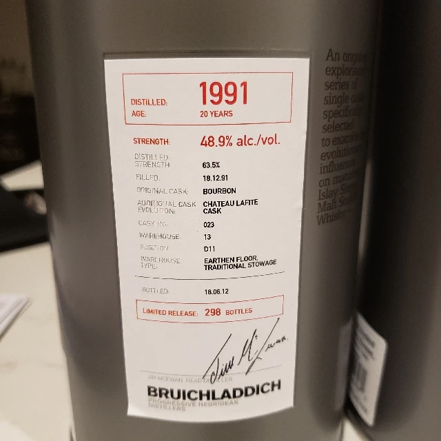 Bruichladdich Micro-Provenance Chateau Lafite 1991