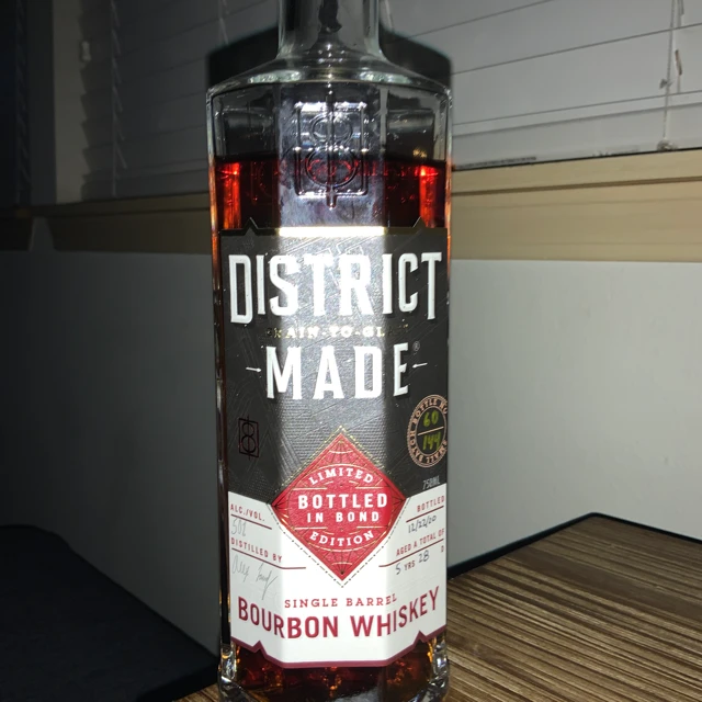 District Made Bottled In Bond Single Barrel Bourbon Whiskey