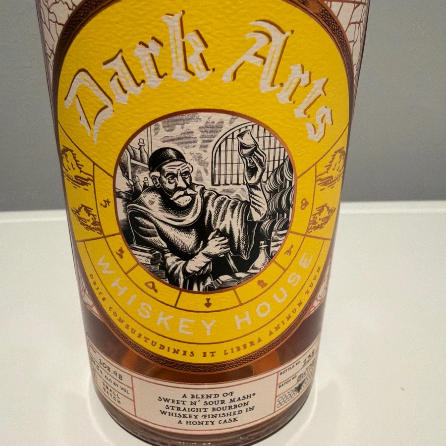 Dark Arts whiskey house (blend of sweet  & sour mash) finished in honey cask