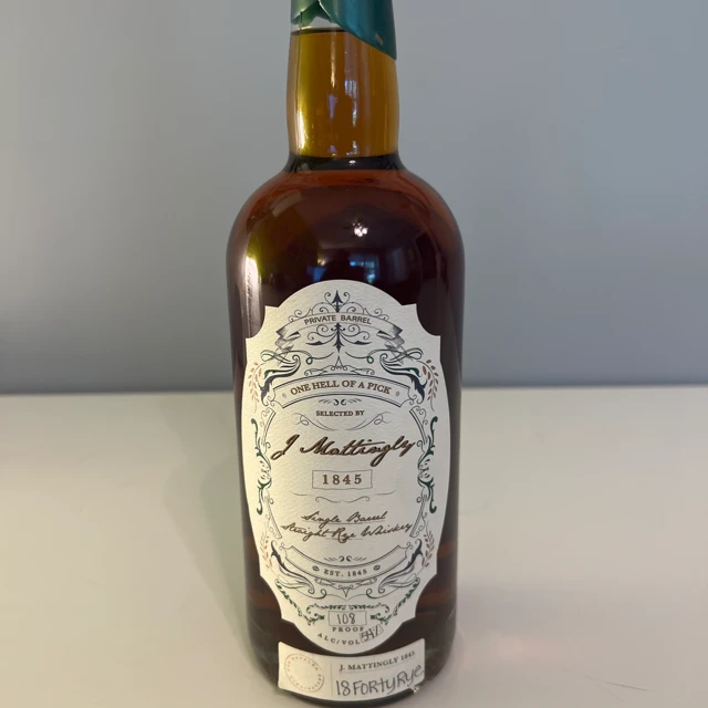 J. Mattingly 1845 Single Barrel Straight Rye "18Forty Rye"