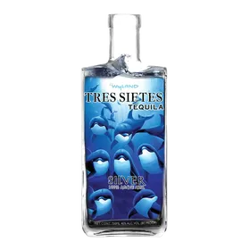 Tres Sietes Silver Tequila Dolphin Label