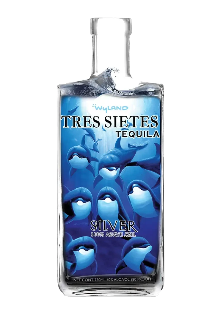 Tres Sietes Silver Tequila Dolphin Label