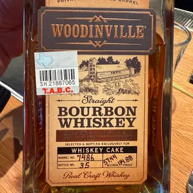 Woodinville Straight Bourbon Whiskey Private Select Single Barrel Bourbon Selected & Bottled Exclusively For Whiskey Cake (Barrel No. 7486)