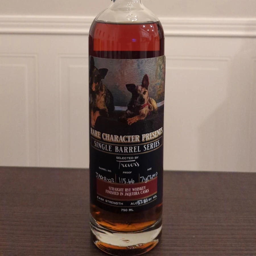 Rare Character Single Barrel Straight Rye Whiskey in Jaqueira Casks