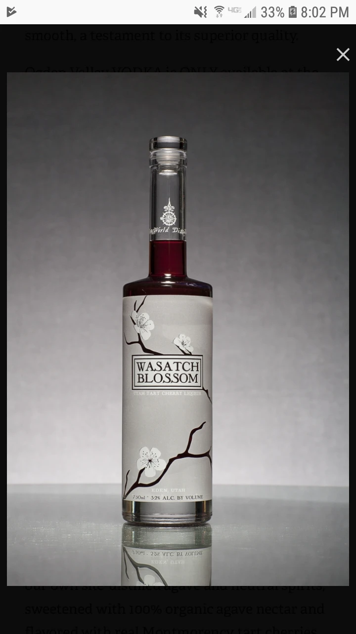 New World Distilling, Wasatch Blossom Utah Tart Cherry Liqueur