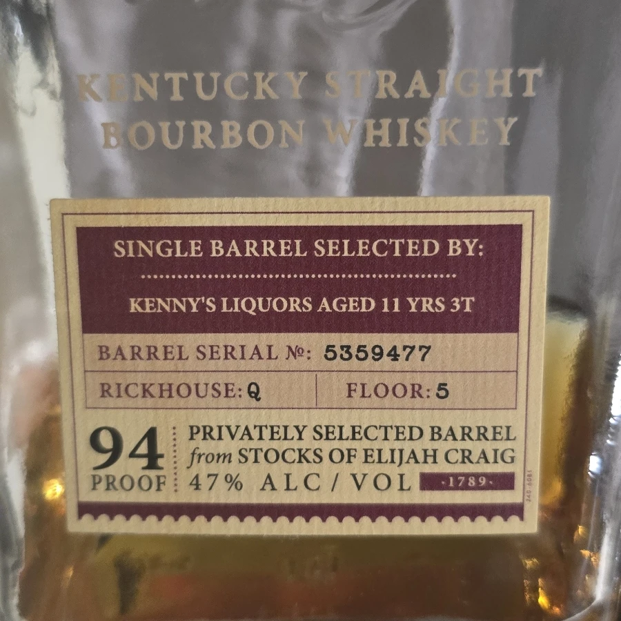 Elijah Craig Single Barrel (Kenny's Liquors)