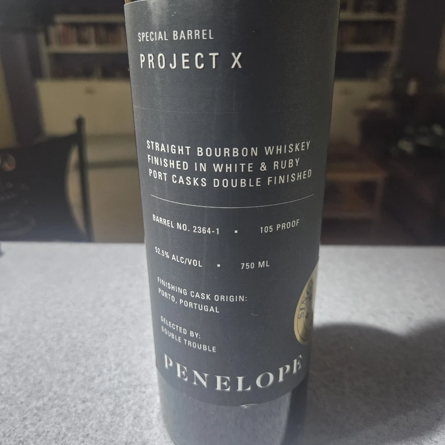 Penelope Project X Straight Bourbon finished in White & Ruby Port (Seven Star) Barrel 2364-1
