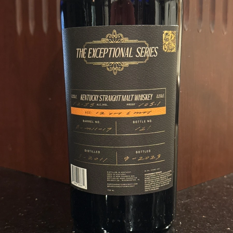Rare Character Exceptional Series Single Malt Kentucky Whiskey E-M11-17