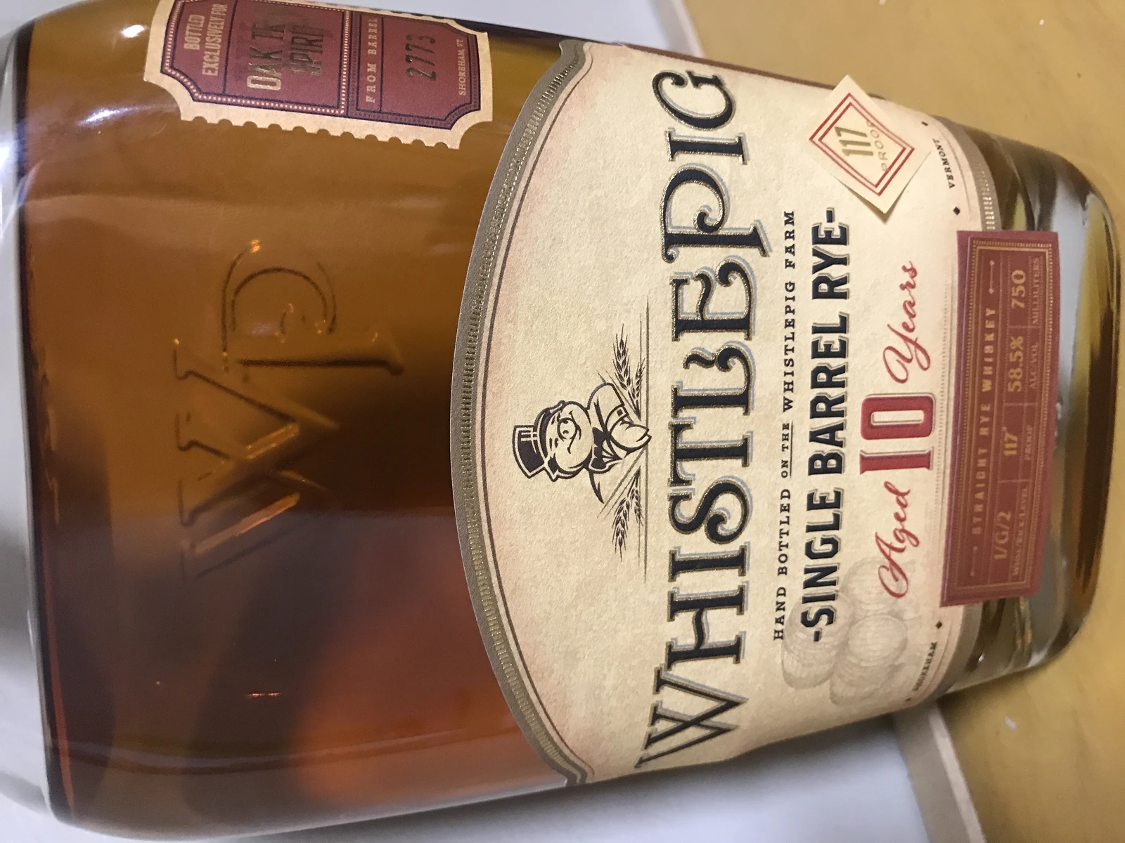 Whistlepig Single Barrel Rye 10yr 2773