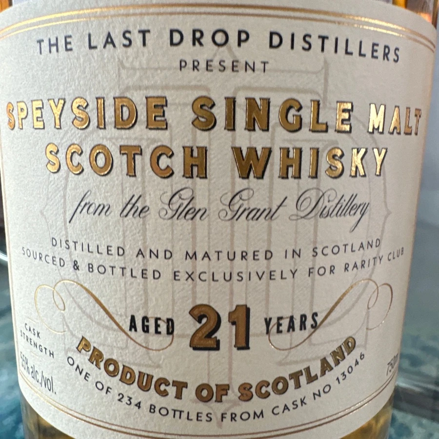 The Last Drop Speyside Single Malt from the Glen Grant Distillery Aged 21 Years