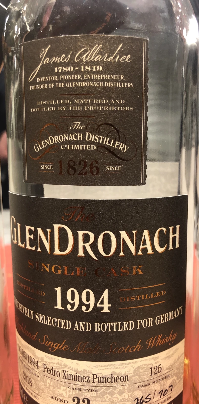 Glendronach 1994 23 Year Pedro Ximenez Puncheon Cask #125