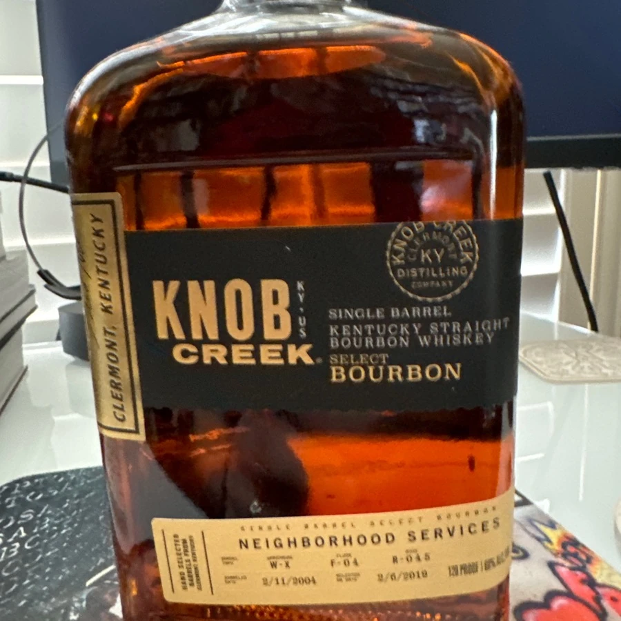Knob Creek Single Barrel Select Bourbon - Neighborhood Servixes Pick - WH W-X, Floor F-04, Rick 045 - 15 year