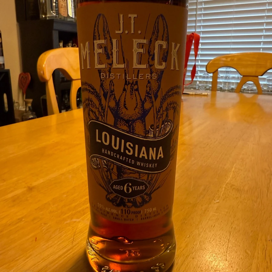 J.T. Meleck Louisiana Handcrafted Rice Whiskey Small Batch Barrel-Aged Aged 6 Years