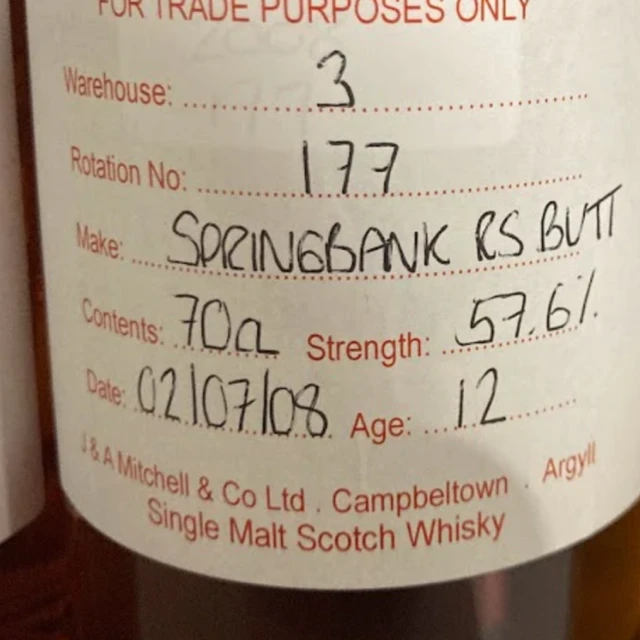 Springbank 12 Year Refill Sherry Butt