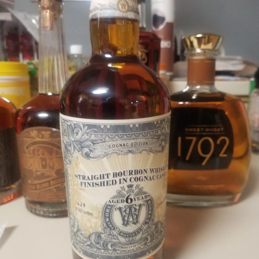 World Whiskey Society straight bourbon whiskey 6 yr cognac finish
