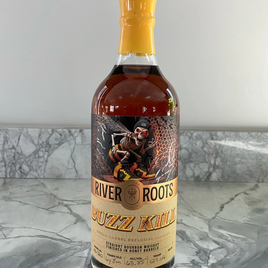 River Roots Barrel Co "Buzz Kill" 6yr Single Barrel Bourbon finished in honey barrel