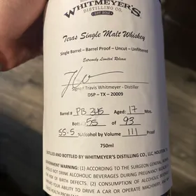Whitmeyer's Texas Single Malt Whiskey