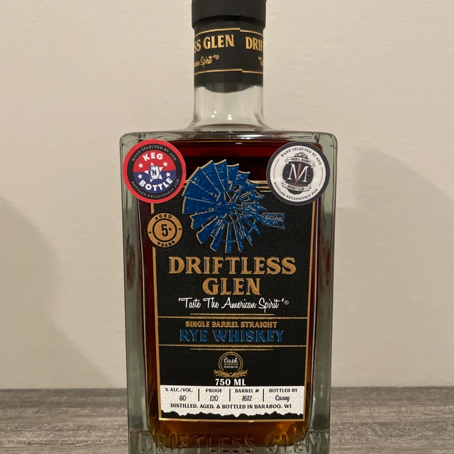 Driftless Glen Single Barrel Cask Strength Straight Rye Whiskey (Mash & Journey-Mint Caramel Dream)