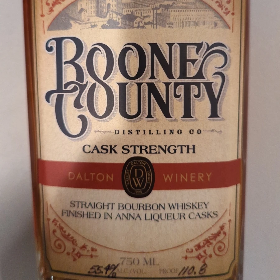 Boone County straight bourbon whiskey finished in Anna liquor casks