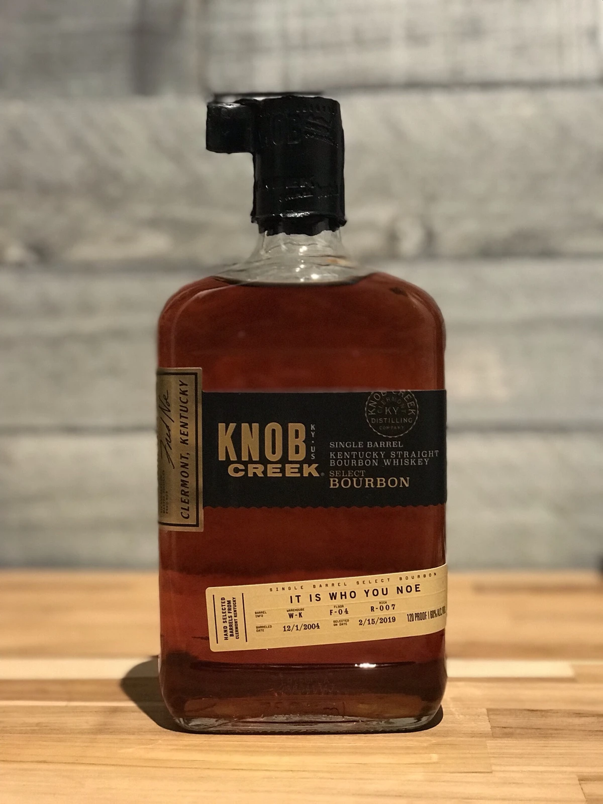 Knob Creek Single Barrel Select Bourbon Fred Noe 12/1/2004, W-K, F-04, R-007