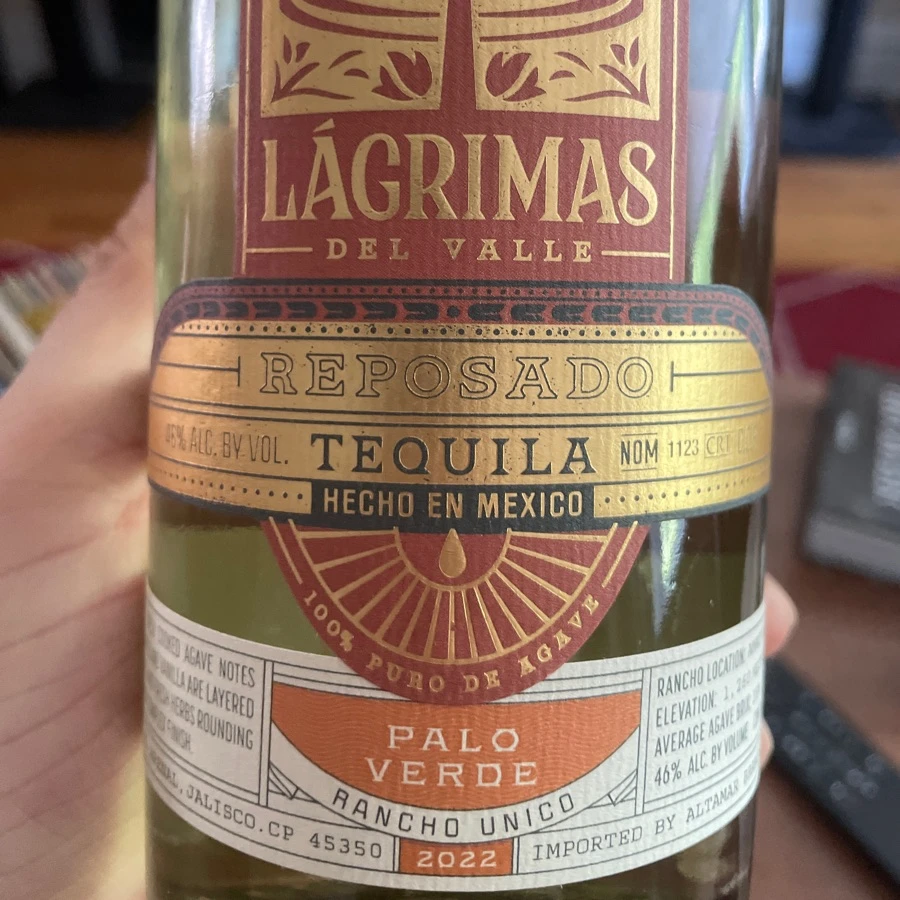 Lágrimas Del Valle Reposado Palo Verde (2022 Vintage)