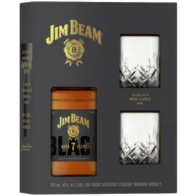 Jim Beam Black With 2 Rock Glasses Gift