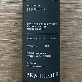 Penelope Project X Straight Bourbon Whiskey Finished In A 1964 Cognac Barrel - 1964 Cognac Missouri LTD