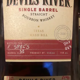 Devil's River Single Barrel Cask Strength Select Spec's